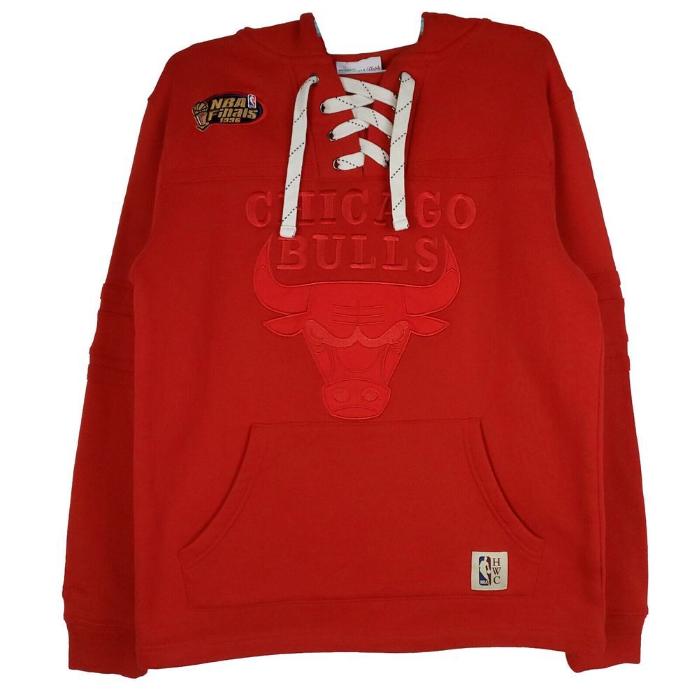 Chicago Bulls Mitchell & Ness NBA S Small Hoodie Red Logo NBA Finals 1996 NWT